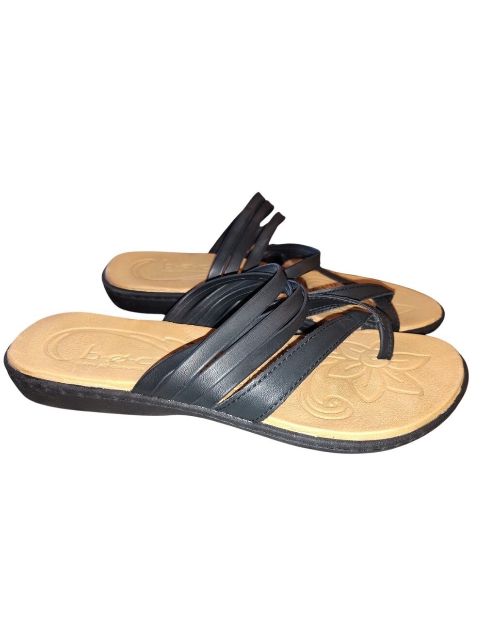 B.O.C. Black Strappy Comfort Sandals – Women’s Size 9